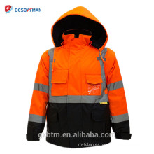 Chaquetas de seguridad reflexivas de encargo de la alta visibilidad de la chaqueta de trabajo de la Hola-Viz de la clase 3 de Ansi del invierno con la cremallera